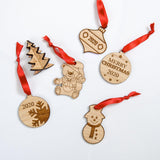 Christmas wooden card with cut out hanging decoration - Stag Design