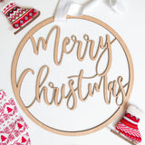 Merry Christmas wooden hoop sign - Stag Design