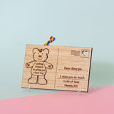 Teddy bear wooden postcard - Stag Design