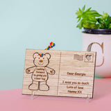 Teddy bear wooden postcard - Stag Design