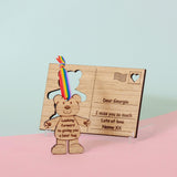 Teddy bear wooden postcard - Stag Design