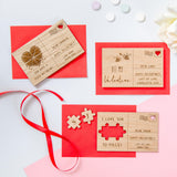 Pizza Valentine's Day wooden postcard - Stag Design