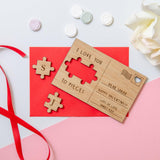 Jigsaw Valentine's Day wooden postcard - Stag Design