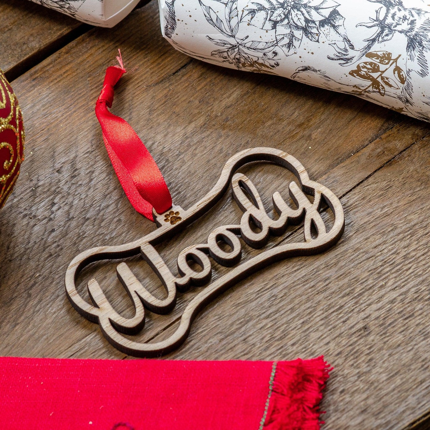 Dog bone Christmas tree decoration - Stag Design