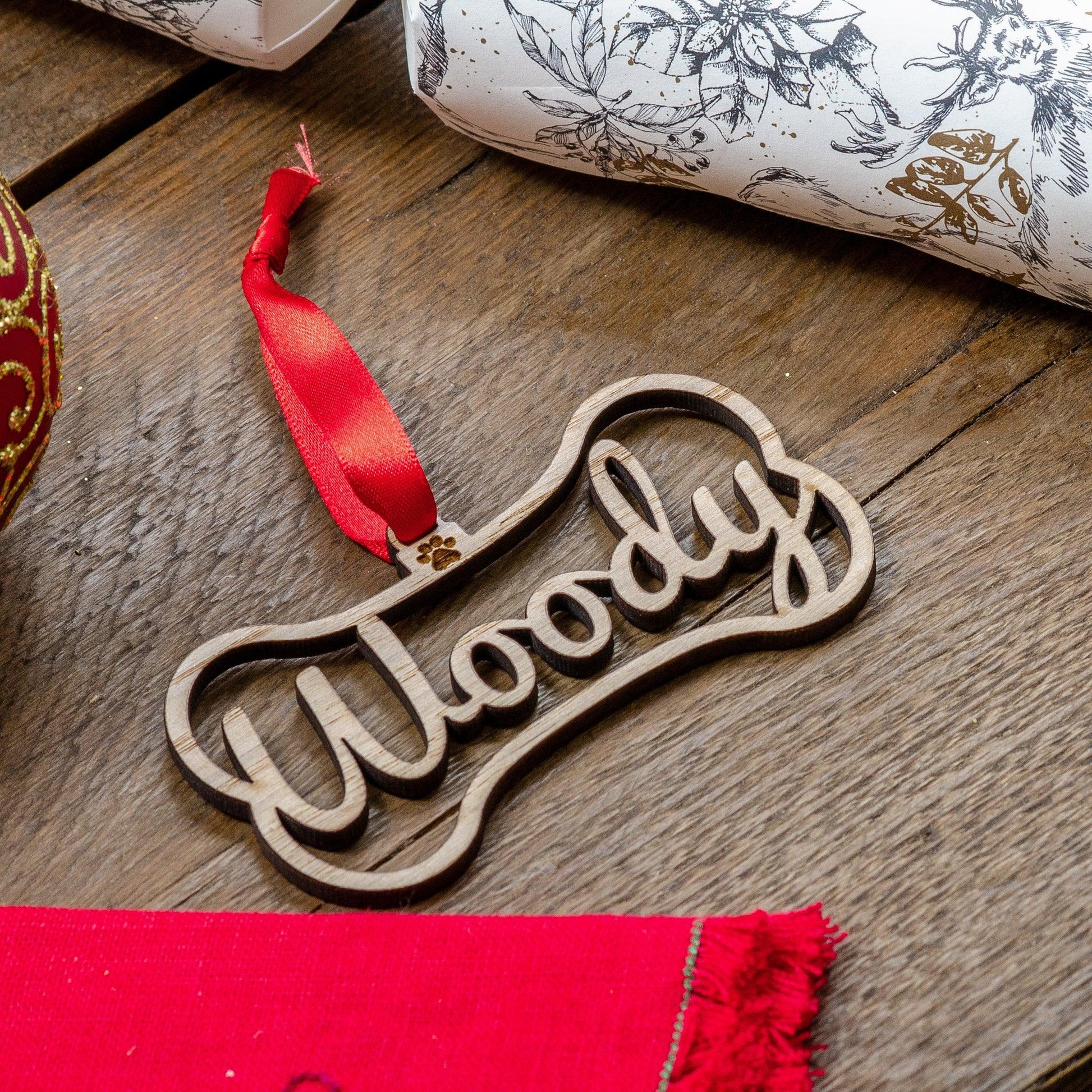 Dog bone Christmas tree decoration - Stag Design
