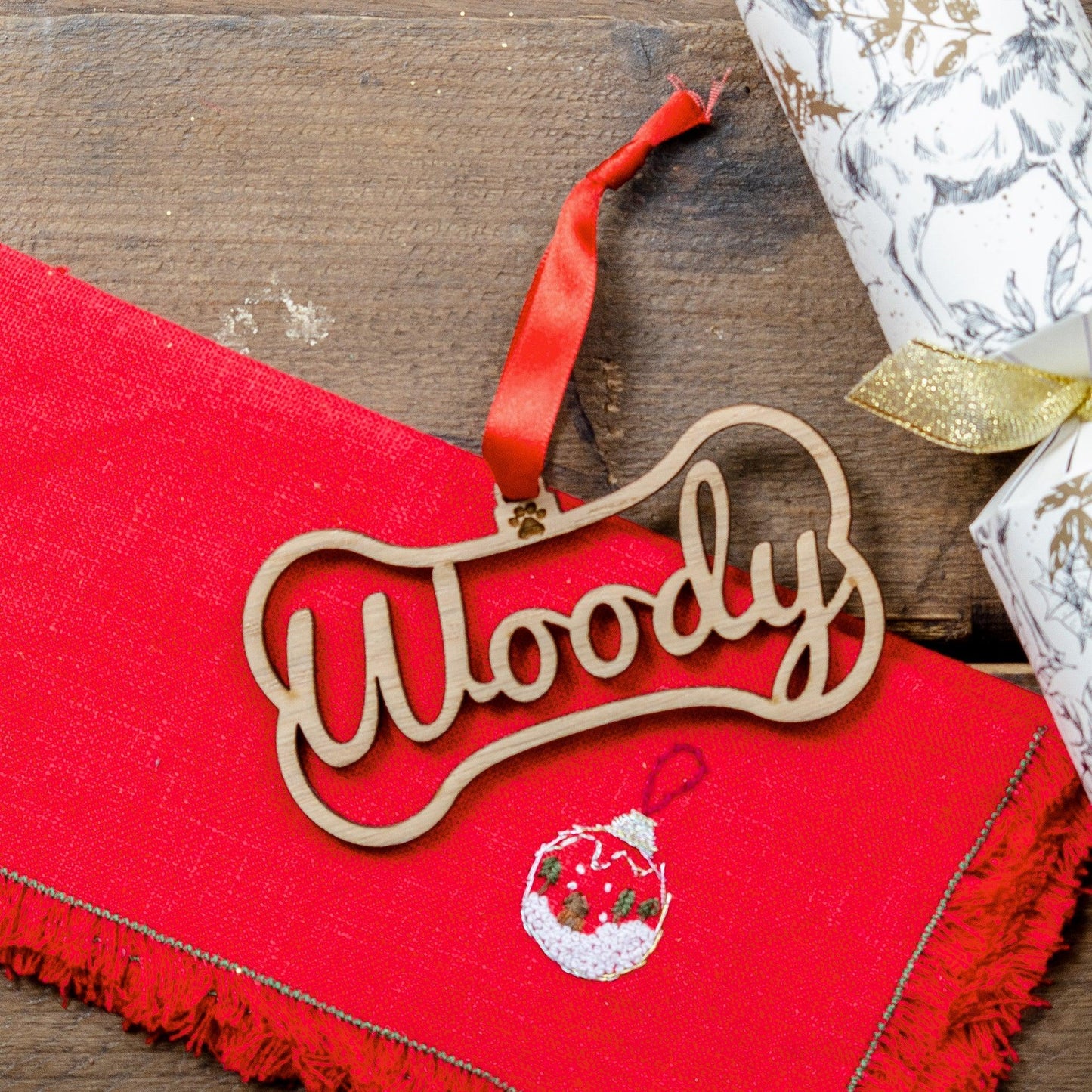 Dog bone Christmas tree decoration - Stag Design