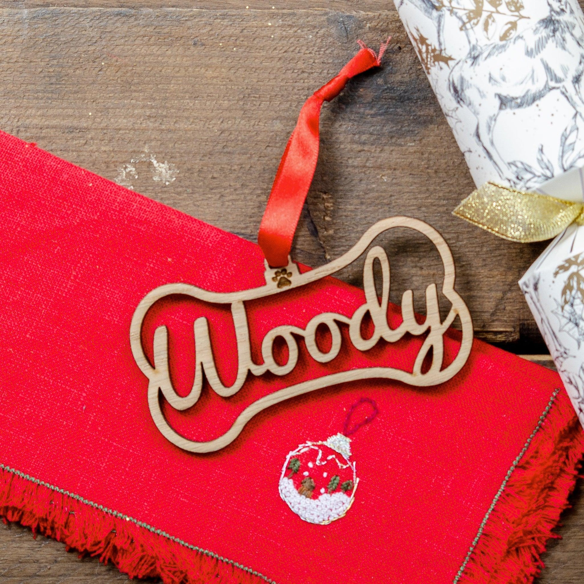Dog bone Christmas tree decoration - Stag Design
