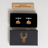 NEW! Sterling silver wooden cufflinks - Stag Design