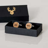 NEW! Sterling silver wooden cufflinks - Stag Design