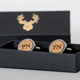 Whisky wood, wine barrel, walnut or leather cufflinks - Stag Design