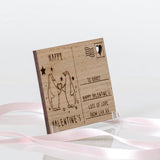 Penguins Valentine's Day wooden postcard - Stag Design