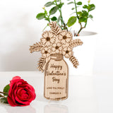 Flowers Valentine's Day wooden card - Stag Design