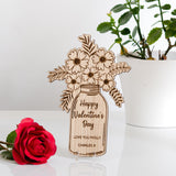 Flowers Valentine's Day wooden card - Stag Design