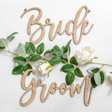 NEW! Wooden bride and groom chair signs - Stag Design