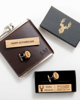 Whisky wood, wine barrel, walnut or leather cufflinks - Stag Design