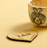Wooden coasters, pair of jigsaw, love heart or mountain design - Stag Design