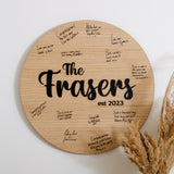 Alternative circle wooden guest book sign - Stag Design