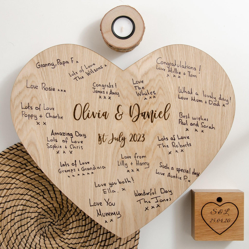 Wooden heart guest book sign – Stag Design