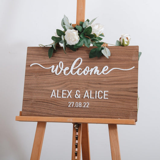 Wooden rectangle welcome sign – Stag Design