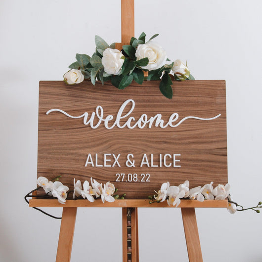Wooden rectangle welcome sign – Stag Design