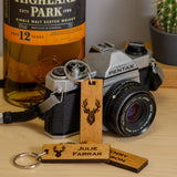 Whisky wood key ring - Stag Design