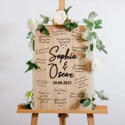 Alternative rectangle wooden guest book sign