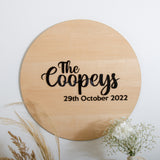 Alternative circle maple guest book sign