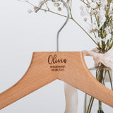 Personalised wedding beech coat hangers