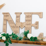 Double letter wooden guest book sign