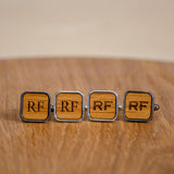 Square whisky wood, wine barrel, walnut or leather cufflinks - Stag Design