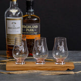 Triple or quadruple whisky wood flight for glasses - Stag Design