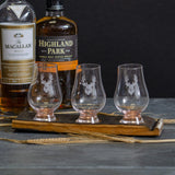 Triple or quadruple whisky wood flight for glasses - Stag Design