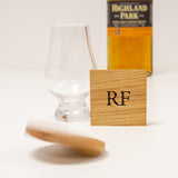 Whisky tasting coaster with glass