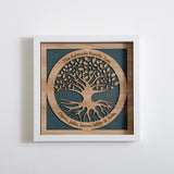 Family Tree with names engraved in a circle - wooden tree design