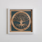 Family Tree with names engraved in a circle - wooden tree design