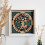 Family Tree with names engraved in a circle - wooden tree design