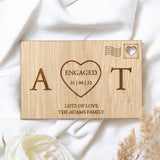 Wooden initials engagement card