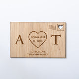 Wooden initials engagement card