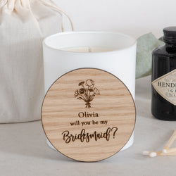 Personalised bridesmaid candle