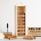 Oak or walnut building block wedding guestbook - wooden tower