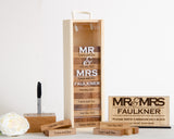 Oak or walnut building block wedding guestbook - wooden tower