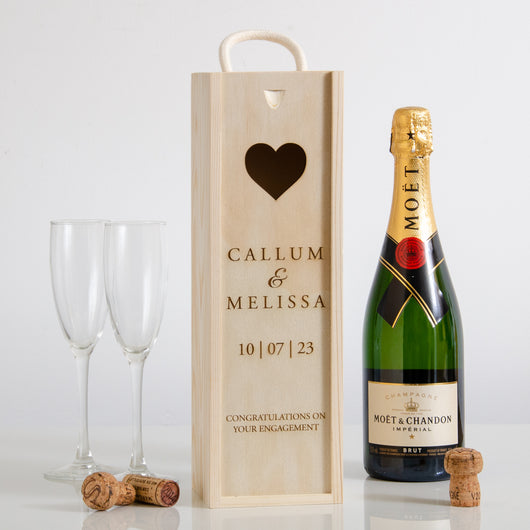 Personalised engagement love heart cork collector bottle box