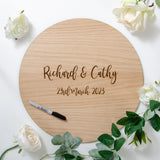 Wooden circle guest book sign