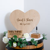 Wooden heart guest book sign