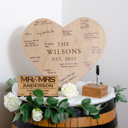 Wooden heart guest book sign