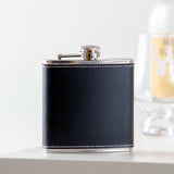 Personalised whisky wood, walnut or leather cufflinks and leather hip flask set - Stag Design