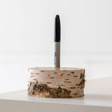 Pen stand, solid oak or birch slice - Stag Design