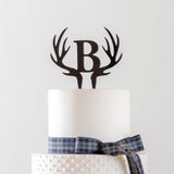 Antler cake topper with Wedding initials - Stag Design