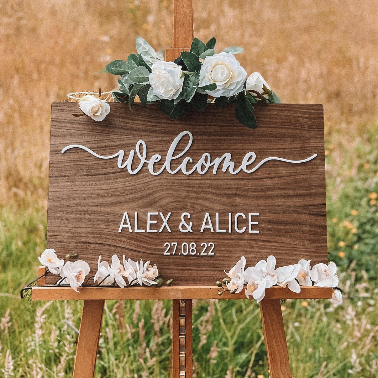 Wooden rectangle welcome sign – Stag Design
