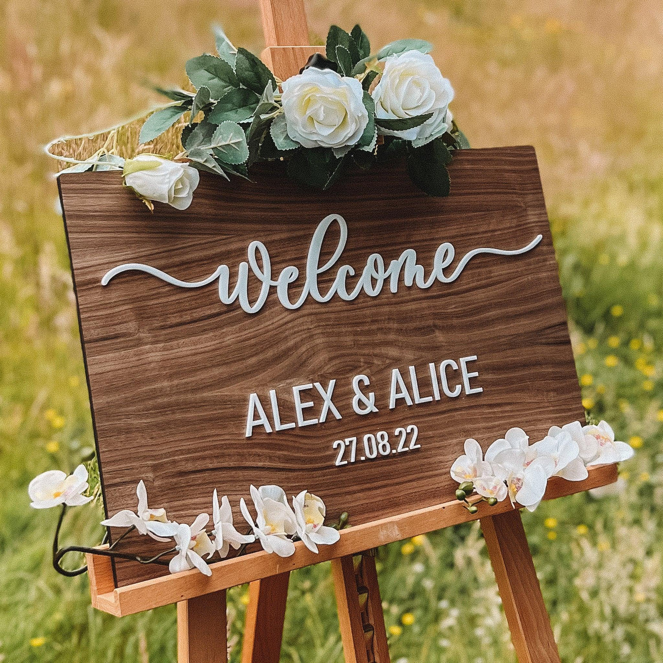 Wooden rectangle welcome sign – Stag Design